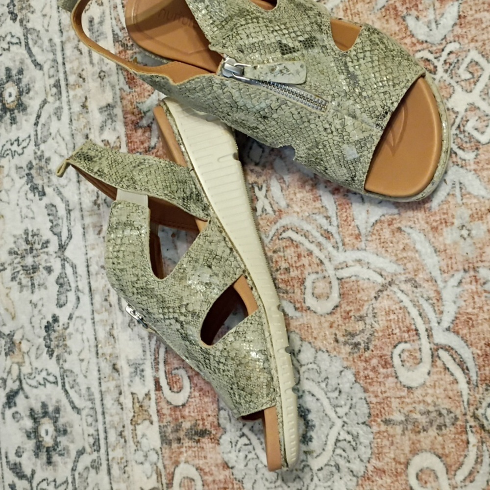 Nurture Faux Snakeskin Sandals